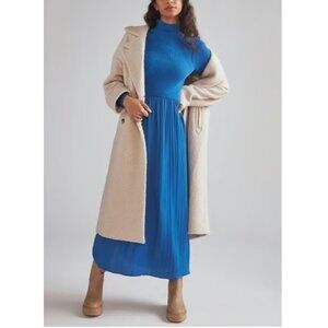 Anthropologie The Thea Long-Sleeve Twofer Sweater Maxi Dress | Royal Blue | XL